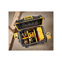 DeWalt TOUGHSYSTEM 2.0 Deep Compact Toolbox Half Width Heavy Duty Storage Case (34kg Capacity) Black/Yellow