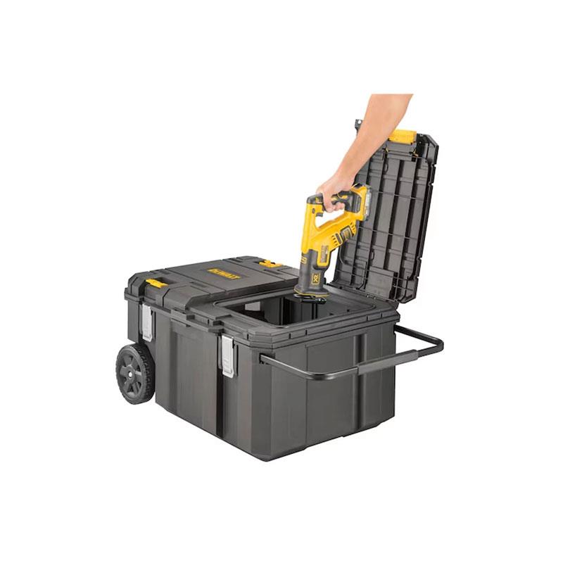 DeWalt TSTAK Stackable Tool Chest 113 Litre IP54 Water Resistant Mobile Job Box Storage Organizer (50kg Capacity) Black/Yellow