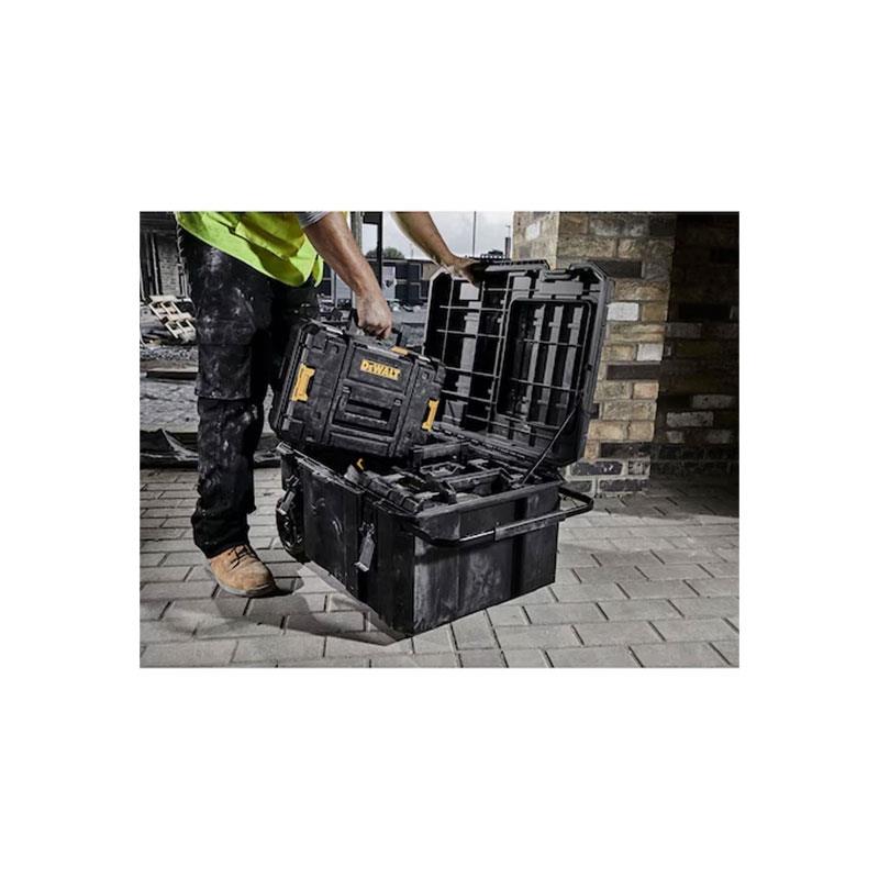 DeWalt TSTAK Stackable Tool Chest 113 Litre IP54 Water Resistant Mobile Job Box Storage Organizer (50kg Capacity) Black/Yellow