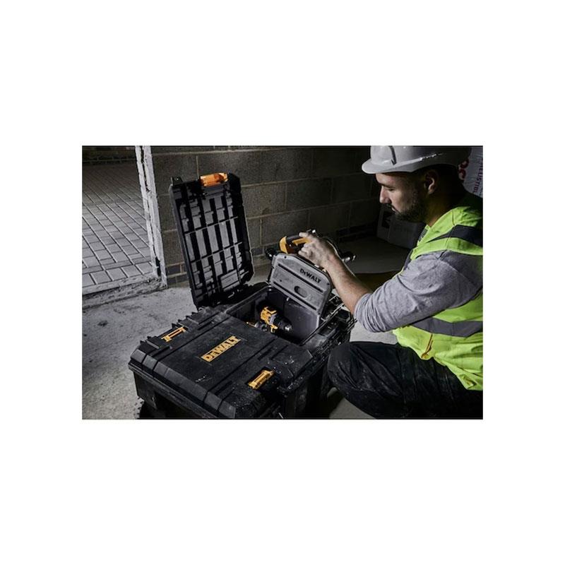 DeWalt TSTAK Stackable Tool Chest 113 Litre IP54 Water Resistant Mobile Job Box Storage Organizer (50kg Capacity) Black/Yellow