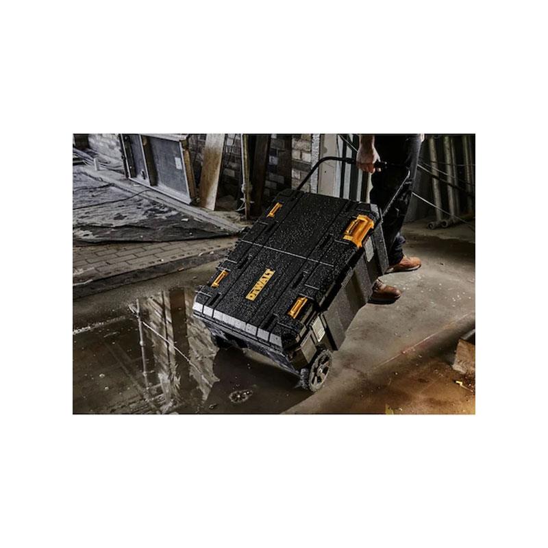 DeWalt TSTAK Stackable Tool Chest 113 Litre IP54 Water Resistant Mobile Job Box Storage Organizer (50kg Capacity) Black/Yellow
