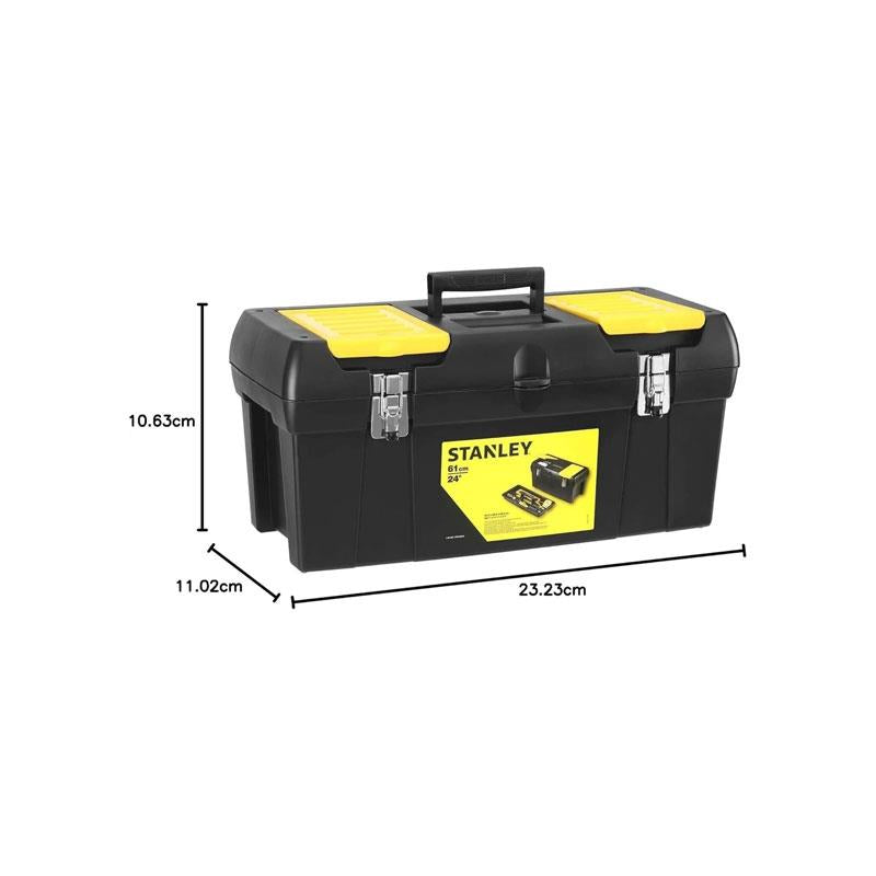 Stanley 24-Inch Portable Tool Box With Metal Latches Removable Tote Tray And 2 Lid Organizers (60cm) Black/Yellow Secondary image