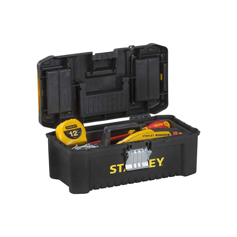 Stanley Essential 12.5-Inch Low Tool Box With Organizer Top Plastic Storage Case Black/Yellow Secondary image