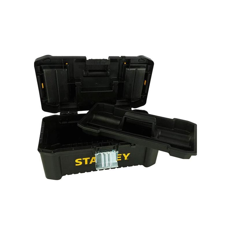 Stanley Essential 12.5-Inch Low Tool Box With Organizer Top Plastic Storage Case Black/Yellow
