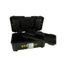 Stanley Essential 12.5-Inch Low Tool Box With Organizer Top Plastic Storage Case Black/Yellow
