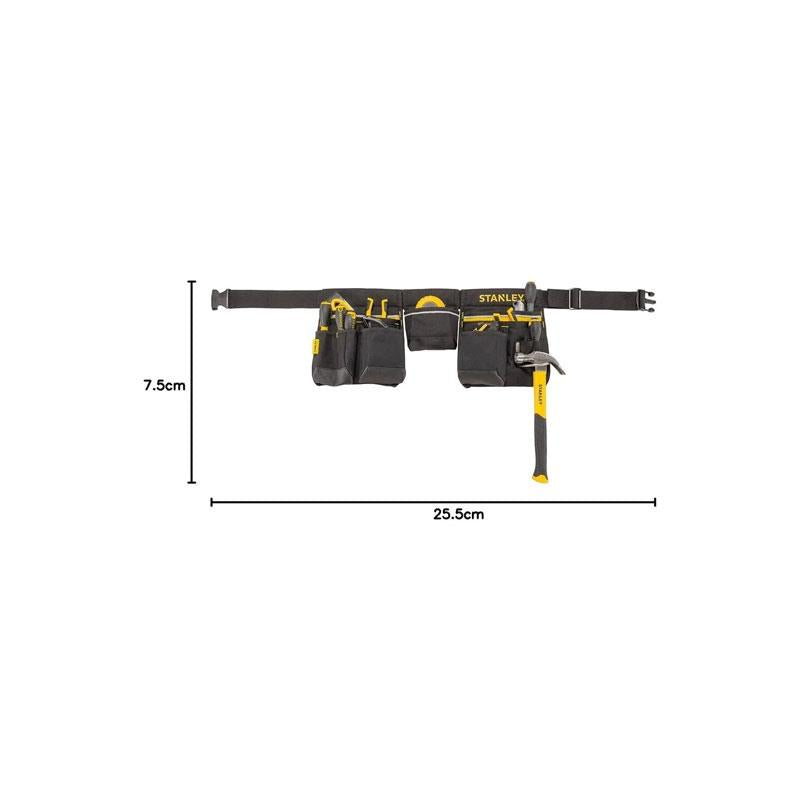 Stanley Essential Tool Belt Pouch Apron With Integrated Hammer Loop And Tape Pocket Black/Yellow