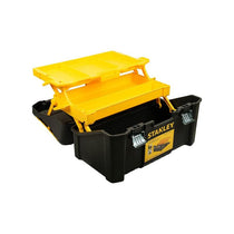 Stanley Essentials 19-Inch Plastic Cantilever Toolbox Multi-Level Storage Organizer (22kg Capacity) Black/Yellow