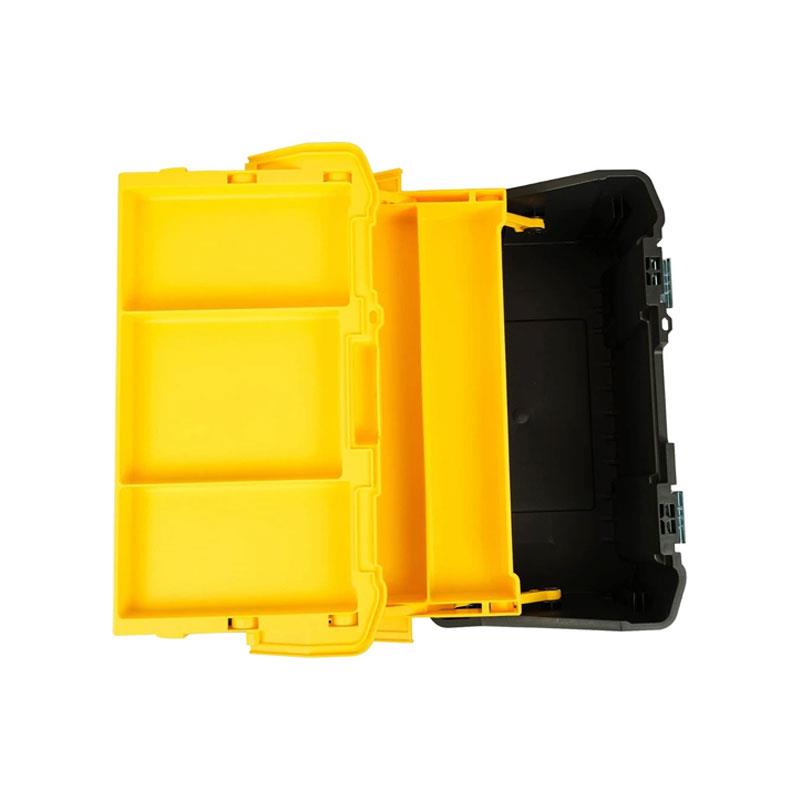 Stanley Essentials 19-Inch Plastic Cantilever Toolbox Multi-Level Storage Organizer (22kg Capacity) Black/Yellow