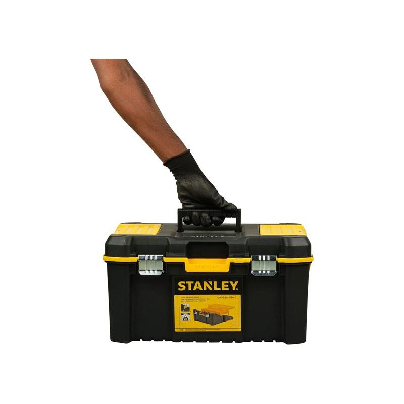 Stanley Essentials 19-Inch Plastic Cantilever Toolbox Multi-Level Storage Organizer (22kg Capacity) Black/Yellow
