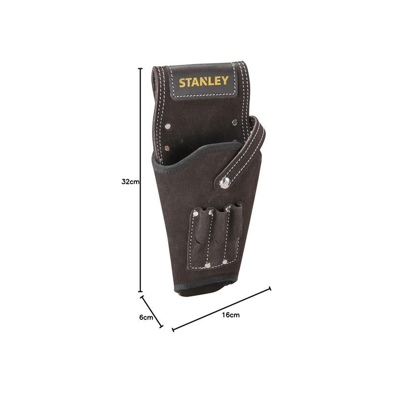 Stanley Leather Drill Holster With 3 Drill Bit Organizer Pockets Brown
