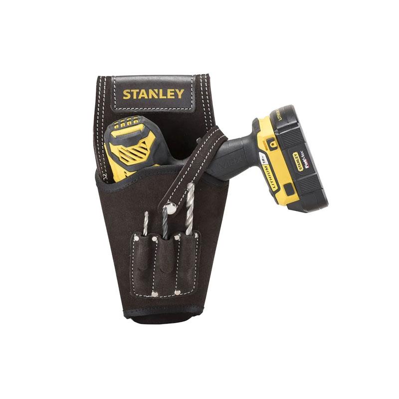 Stanley Leather Drill Holster With 3 Drill Bit Organizer Pockets Brown