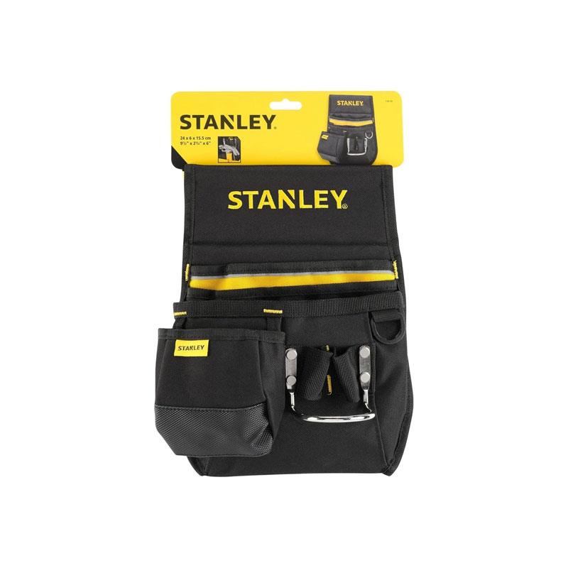 Stanley Leather Tool Belt Pouch With Double Nail Pockets And Hammer Loop Storage Organiser Black/Yellow Main image