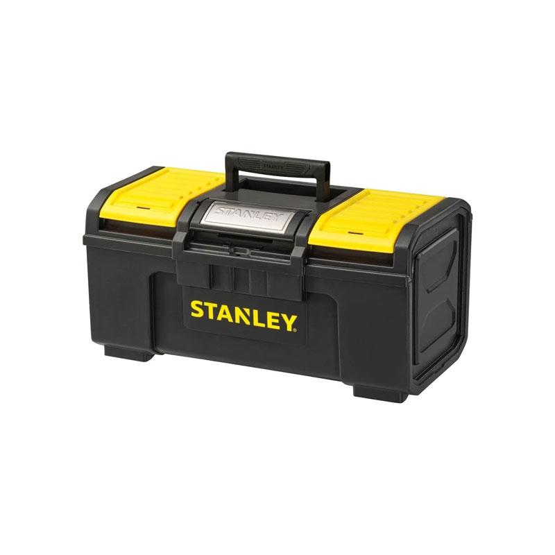 Stanley One Touch DIY Toolbox 19 Inch Plastic Tool Box With 2 Lid Organisers Black/Yellow
