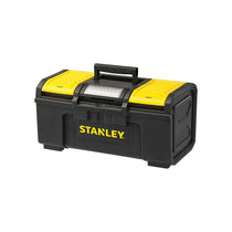 Stanley One Touch DIY Toolbox 19 Inch Plastic Tool Box With 2 Lid Organisers Black/Yellow