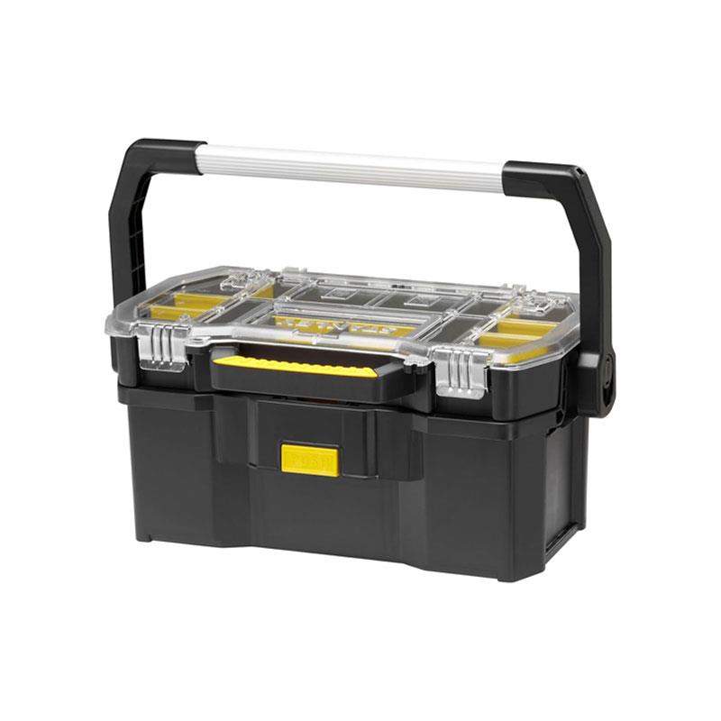 Stanley Tote Plus Toolbox Organizer 19 Inch Heavy Duty Plastic Tool Box Black/Yellow
