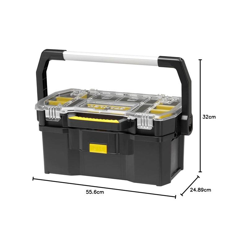 Stanley Tote Plus Toolbox Organizer 19 Inch Heavy Duty Plastic Tool Box Black/Yellow