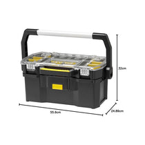 Stanley Tote Plus Toolbox Organizer 19 Inch Heavy Duty Plastic Tool Box Black/Yellow
