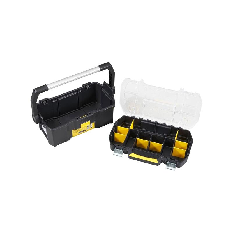 Stanley Tote Plus Toolbox Organizer 19 Inch Heavy Duty Plastic Tool Box Black/Yellow