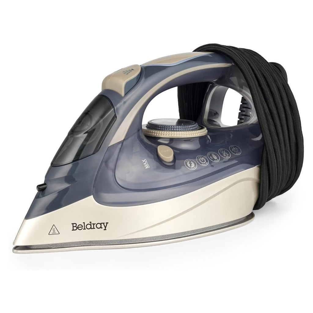 Beldray Powerlite Steam Iron 3200W Ceramic Soleplate Auto Shut-Off 320ml Water Tank Titanium