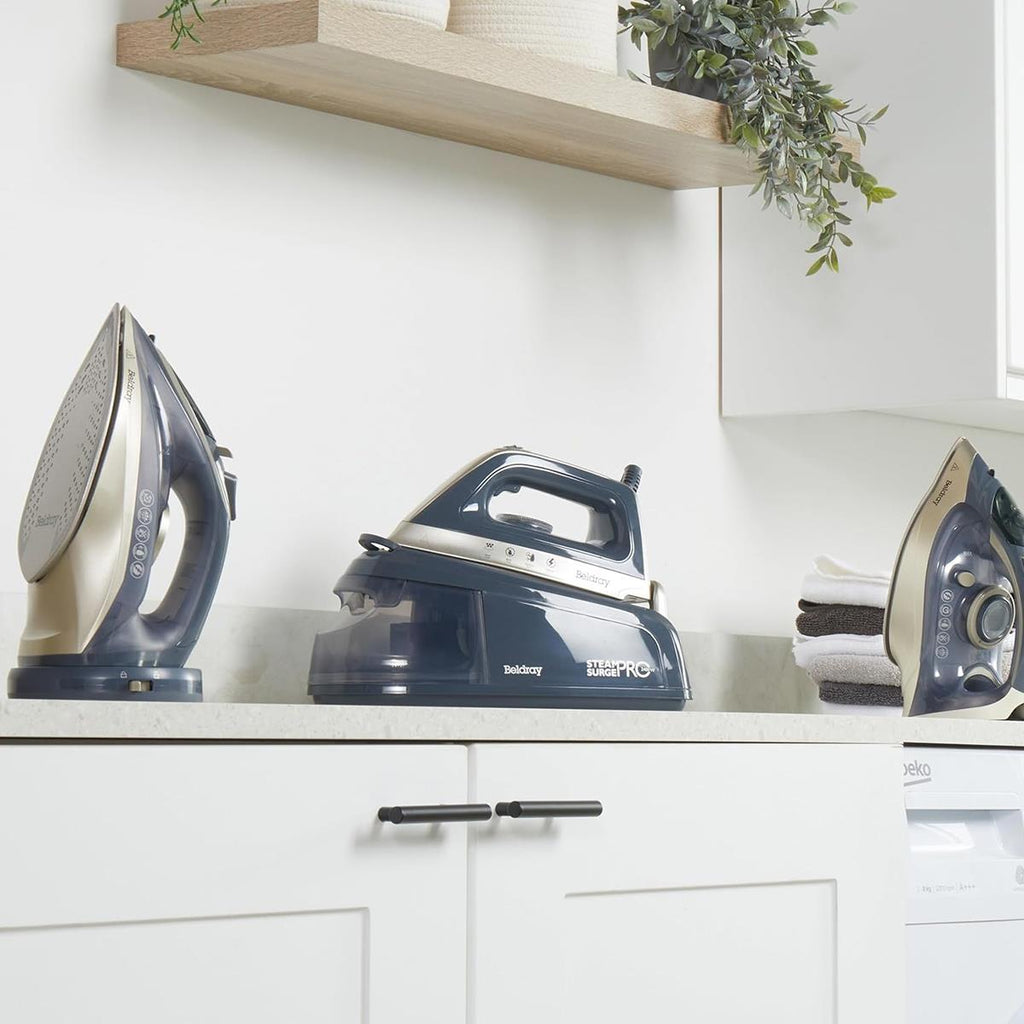 Beldray Powerlite Steam Iron 3200W Ceramic Soleplate Auto Shut-Off 320ml Water Tank Titanium