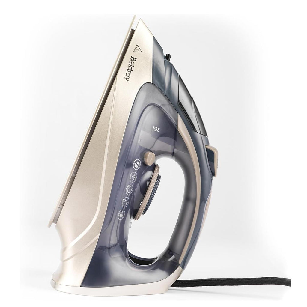 Beldray Powerlite Steam Iron 3200W Ceramic Soleplate Auto Shut-Off 320ml Water Tank Titanium