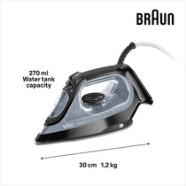 Braun TexStyle 3 Steam Iron 2400W FreeGlide 3D Ceramic Soleplate 180g Steam Shot Auto Shut-Off Black