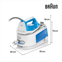 Braun CareStyle 1 Pro Steam Generator Iron with FreeGlide 3D SuperCeramic Soleplate 2200W 1.5L Water Tank White/Blue