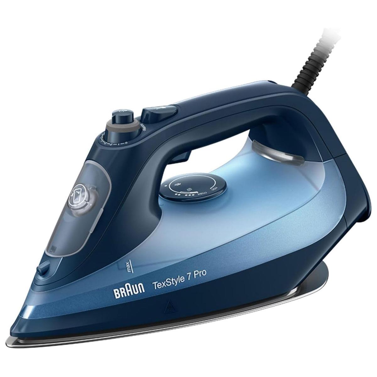 Braun TexStyle 7 Pro Steam Iron with FreeGlide 3D EloxalPlus Soleplate 3100W 225g Steam Shot 300ml Blue Main image