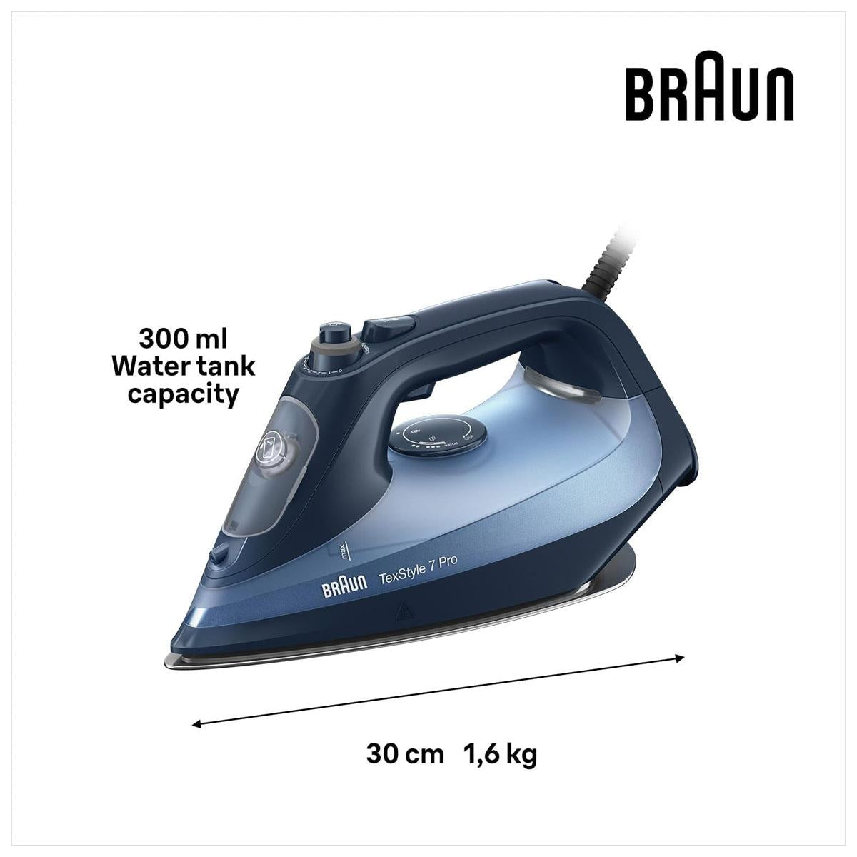 Braun TexStyle 7 Pro Steam Iron with FreeGlide 3D EloxalPlus Soleplate 3100W 225g Steam Shot 300ml Blue Secondary image