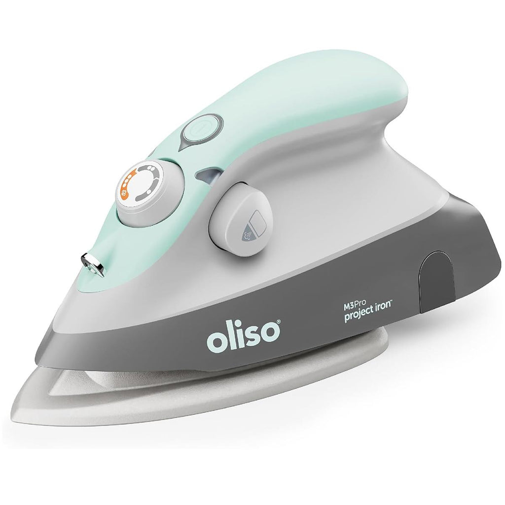 Oliso M3Pro Mini Project Steam Iron With Diamond Ceramic Soleplate LED ProLight Dual Steam Aqua