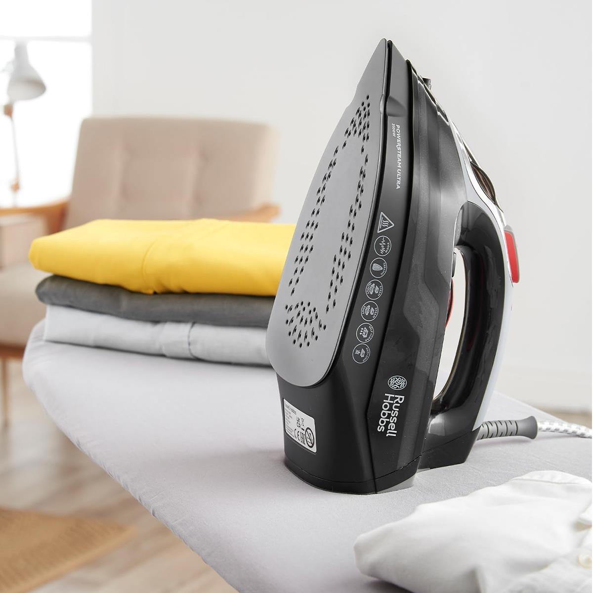 Russell Hobbs PowerSteam Ultra Steam Iron 3100W Ceramic Soleplate 350ml Water Tank Black Secondary image