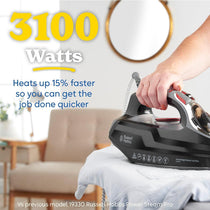 Russell Hobbs PowerSteam Ultra Steam Iron 3100W Ceramic Soleplate 350ml Water Tank Black