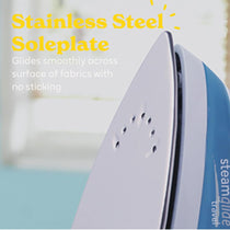 Russell Hobbs Steam Glide Travel Iron Dual Voltage 830W Stainless Steel Soleplate 80ml Tank White And Blue