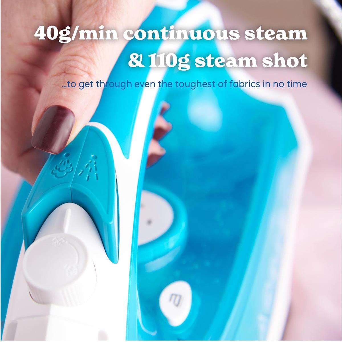 Russell Hobbs Supreme Steam Traditional Iron 2400W Stainless Steel Soleplate 300ml Tank Vertical Steam Blue/White