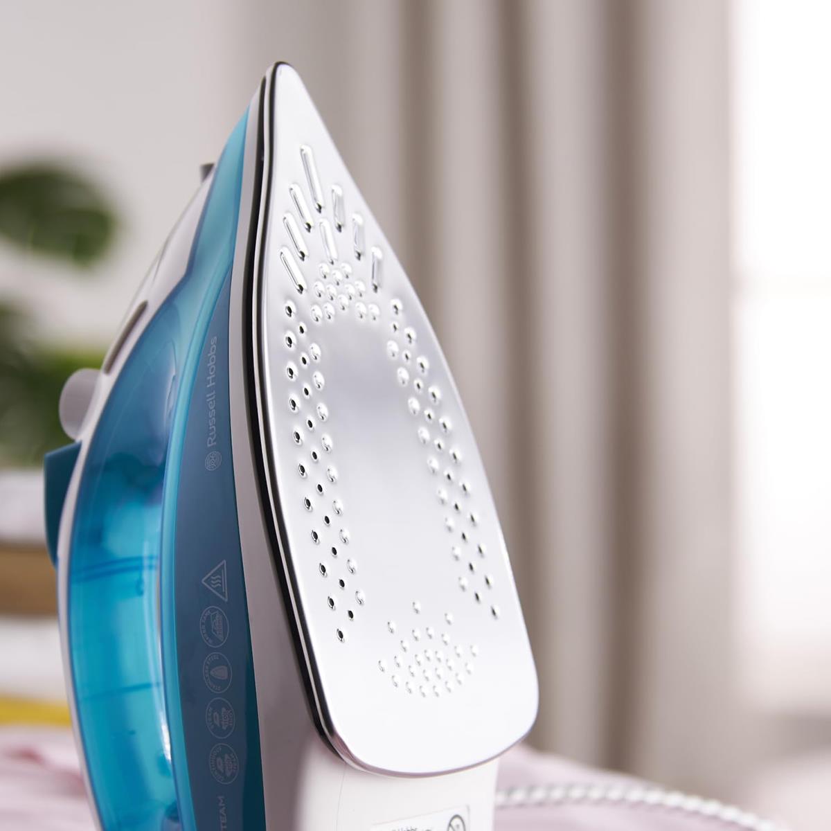 Russell Hobbs Supreme Steam Traditional Iron 2400W Stainless Steel Soleplate 300ml Tank Vertical Steam Blue/White