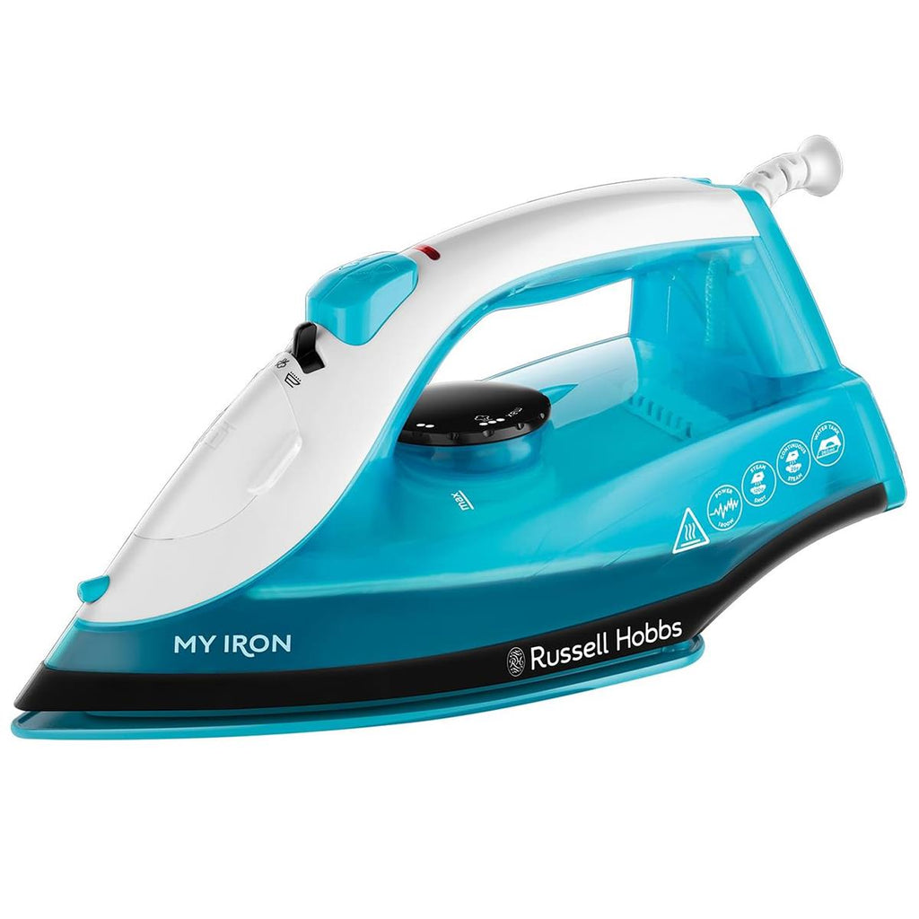 Russell Hobbs My Iron Steam Iron Ceramic Soleplate 1800W 260ml Tank Blue And White