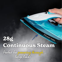 Russell Hobbs My Iron Steam Iron Ceramic Soleplate 1800W 260ml Tank Blue And White