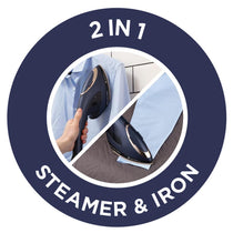Russell Hobbs Steam Genie 2in1 Handheld Clothes Steamer Iron 1700W Ceramic Soleplate 150ml Blue/Rose Gold
