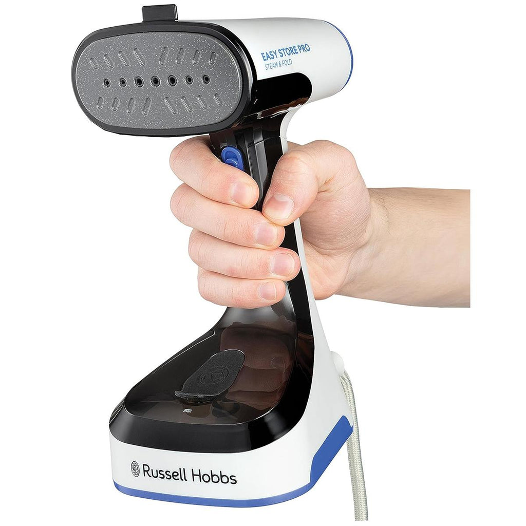 Russell Hobbs Steam Genie Easy Store Handheld Clothes Steamer 1500W Foldable 150ml White & Black