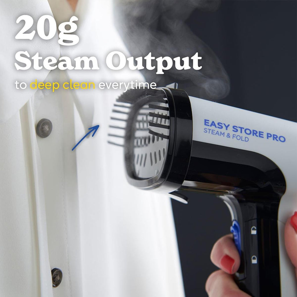 Russell Hobbs Steam Genie Easy Store Handheld Clothes Steamer 1500W Foldable 150ml White & Black
