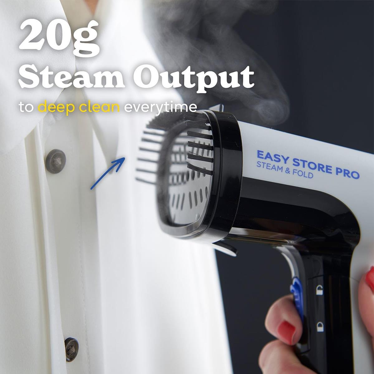 Russell Hobbs Steam Genie Easy Store Handheld Clothes Steamer 1500W Foldable 150ml White & Black