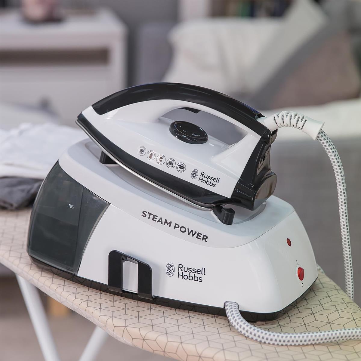Russell Hobbs Steam Power Series 1 Steam Generator Iron 2400W 1.3L Black And White