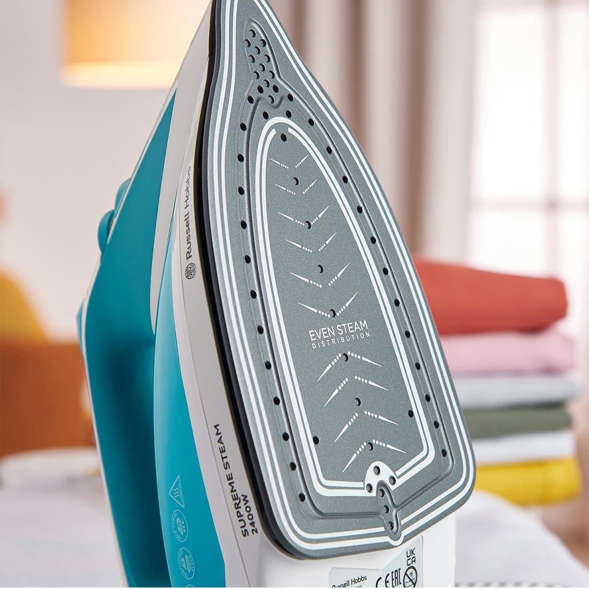 Russell Hobbs Supreme Steam Iron 2400W Non-Stick Ceramic Soleplate 320ml Teal & White Secondary image