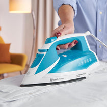 Russell Hobbs Supreme Steam Iron 2400W Non-Stick Ceramic Soleplate 320ml Teal & White