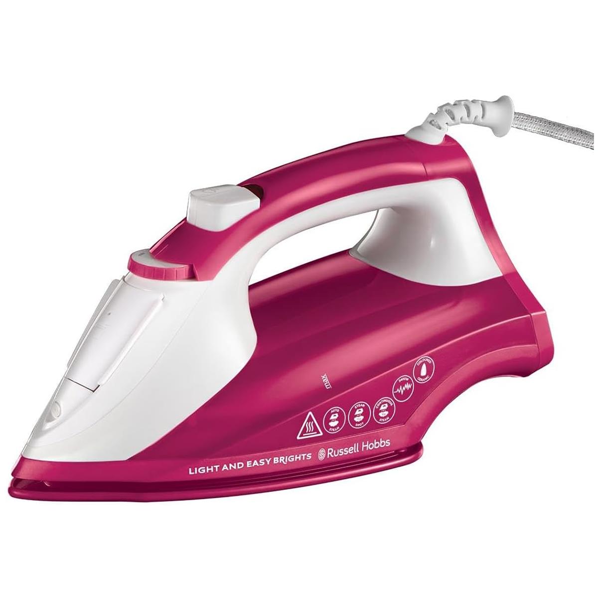 Russell Hobbs Light & Easy Brights Steam Iron 2400W Fabric Softener Infused Ceramic Soleplate 240ml Berry Main image
