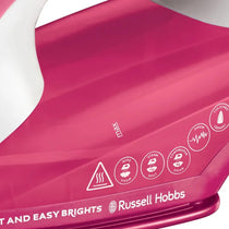 Russell Hobbs Light & Easy Brights Steam Iron 2400W Fabric Softener Infused Ceramic Soleplate 240ml Berry