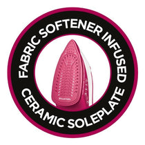 Russell Hobbs Light & Easy Brights Steam Iron 2400W Fabric Softener Infused Ceramic Soleplate 240ml Berry