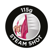 Russell Hobbs Light & Easy Brights Steam Iron 2400W Fabric Softener Infused Ceramic Soleplate 240ml Berry