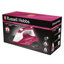 Russell Hobbs Light & Easy Brights Steam Iron 2400W Fabric Softener Infused Ceramic Soleplate 240ml Berry
