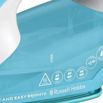 Russell Hobbs Light & Easy Brights Aqua Steam Iron 2400W Fabric Softener Infused Ceramic Soleplate 240ml